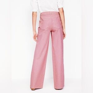 Boden Pink High Rise Wide Leg Jeans 70s inspired cotton with stretch